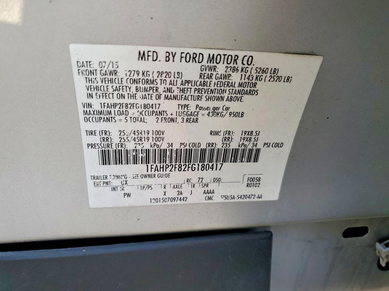 2015 FORD TAURUS LIMITED photo 13
