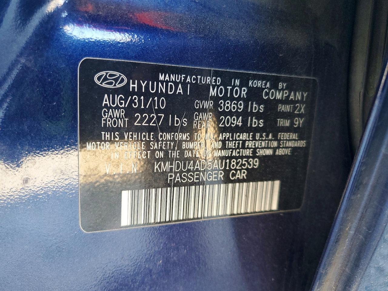 2010 HYUNDAI ELANTRA BLUE photo 34