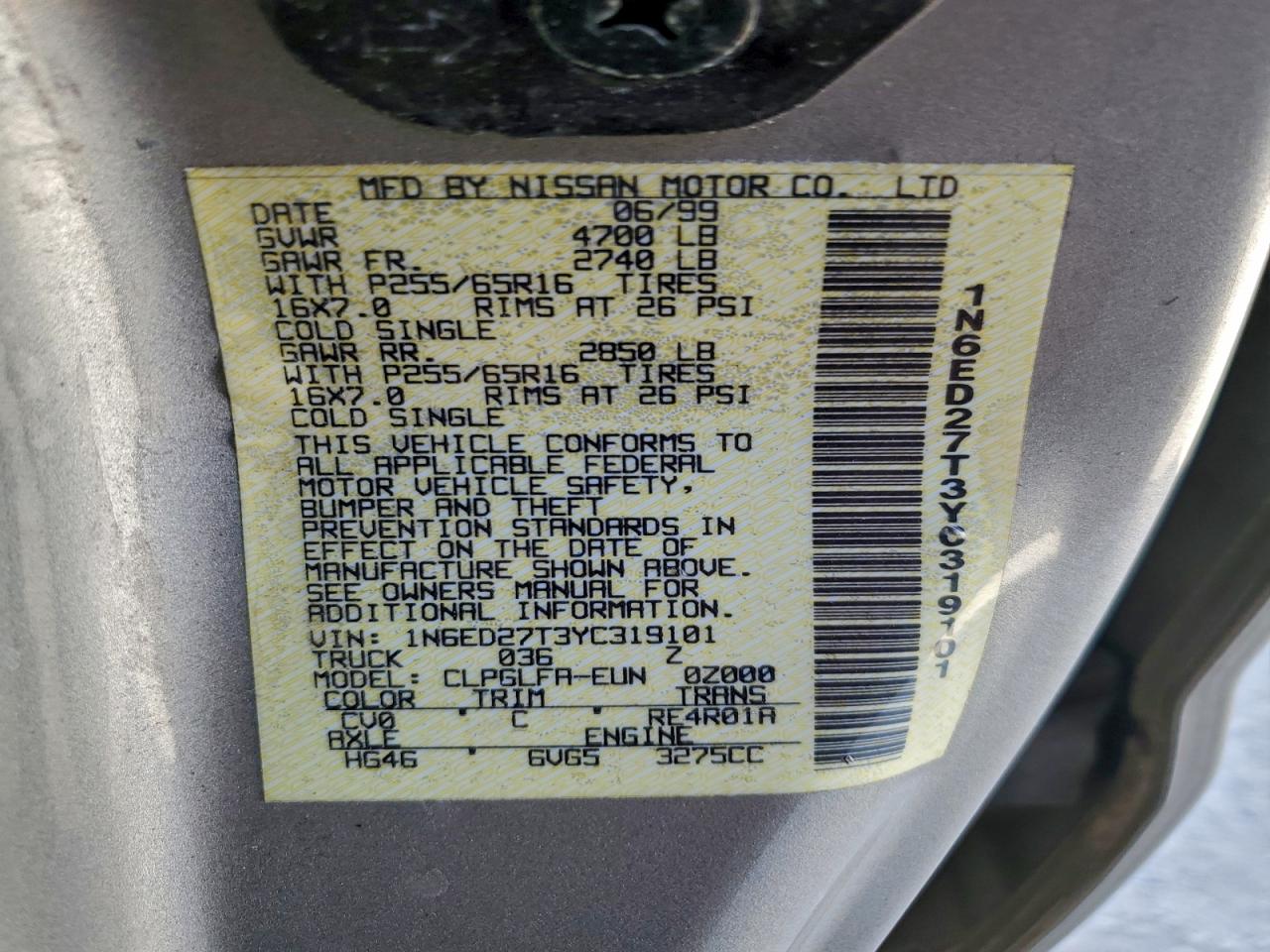 2000 NISSAN FRONTIER CREW CAB XE photo 13