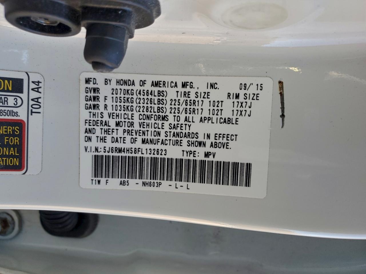 2015 HONDA CR-V EX photo 23