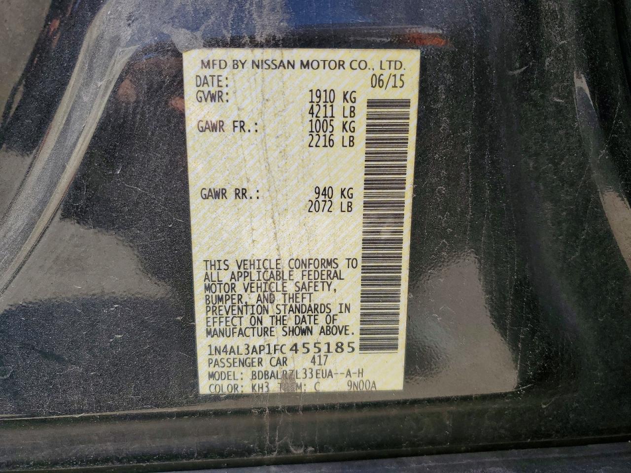 2015 NISSAN ALTIMA 2.5 photo 13
