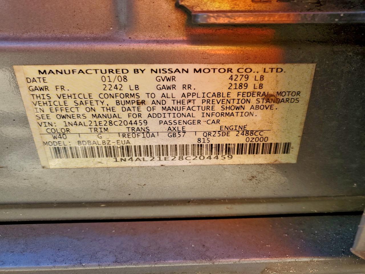 2008 NISSAN ALTIMA 2.5 photo 12