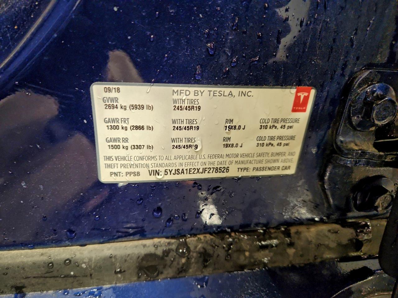 2018 TESLA MODEL S photo 12