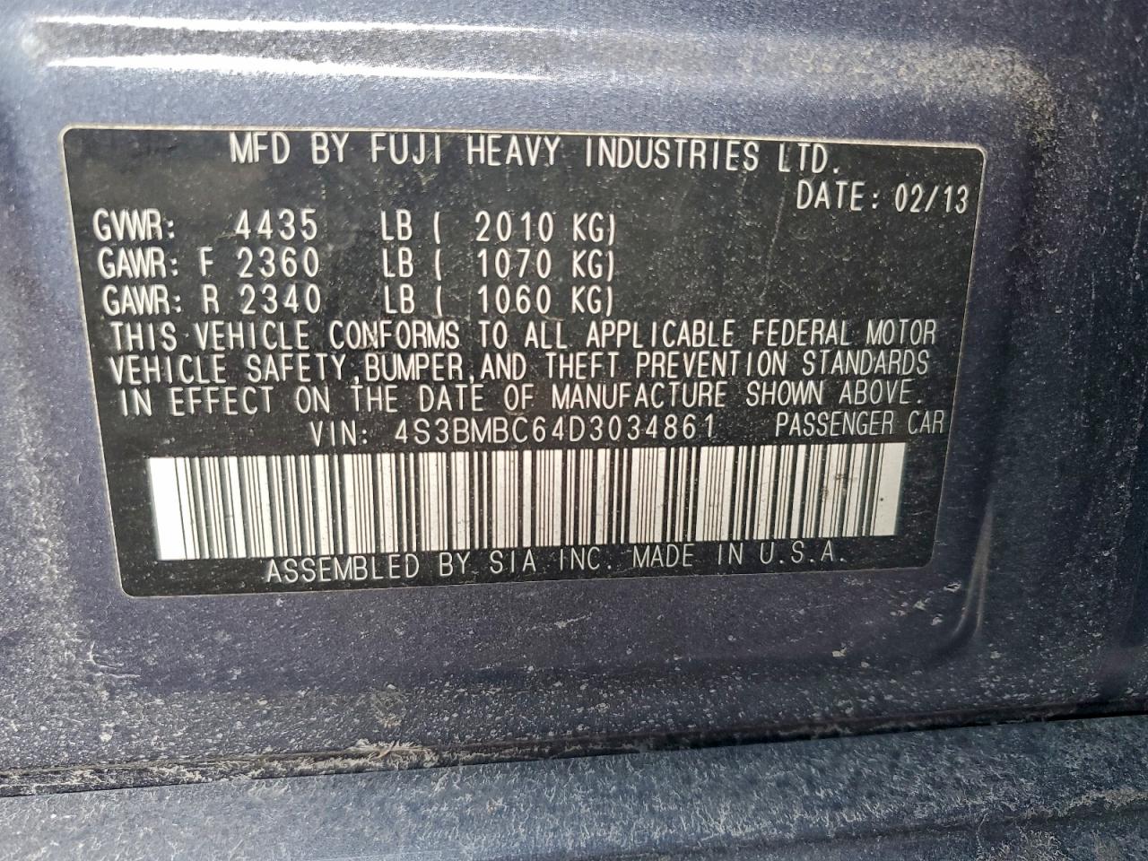 2013 SUBARU LEGACY 2.5I PREMIUM photo 12
