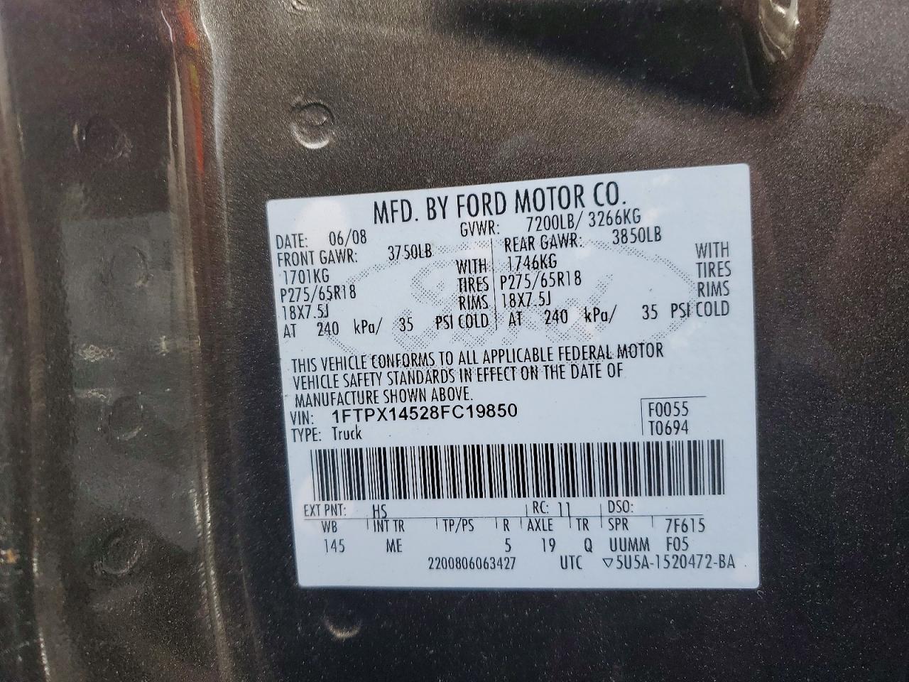 2008 FORD F150 photo 12