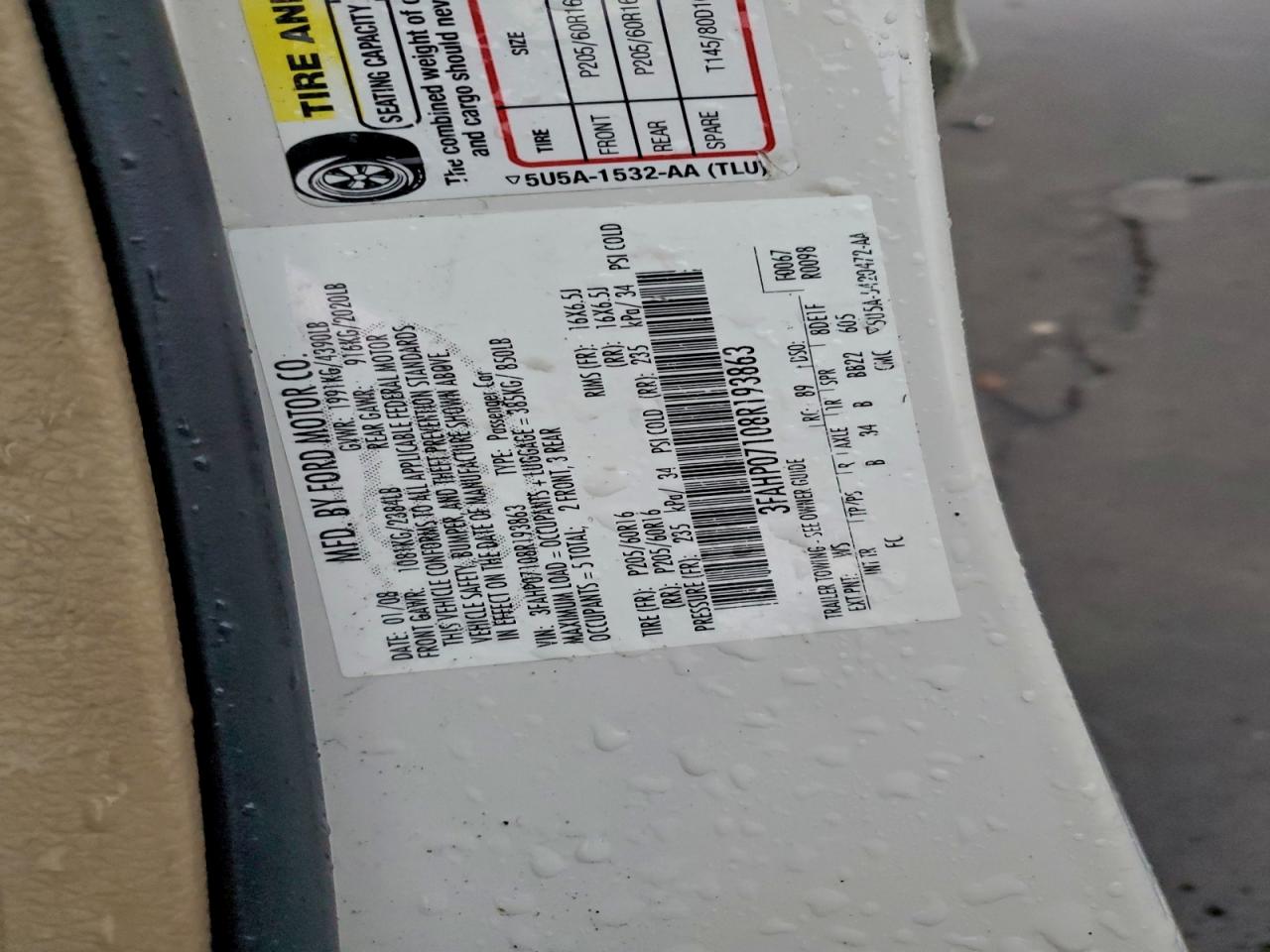 2008 FORD FUSION SE photo 23