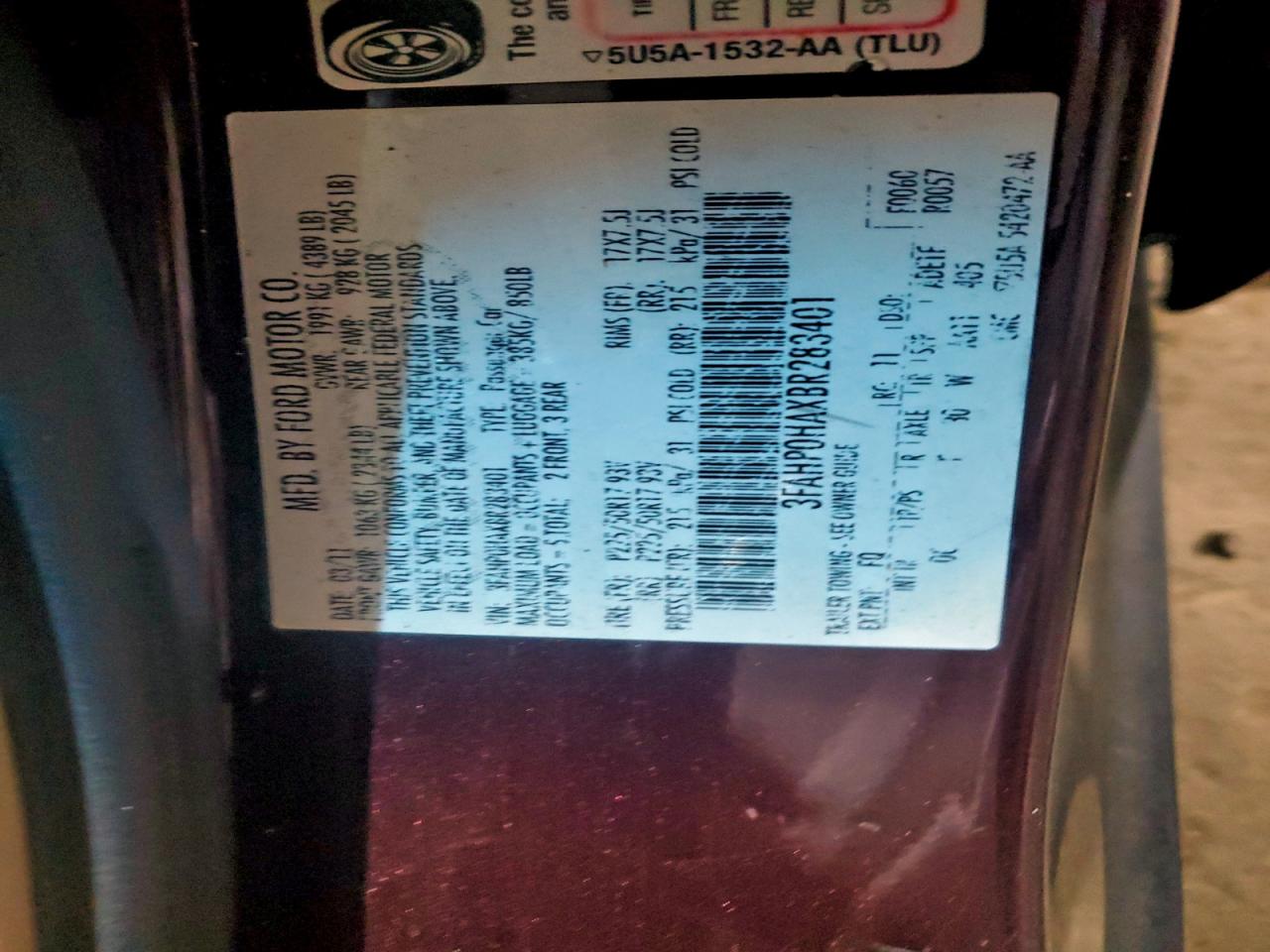 2011 FORD FUSION SE photo 12