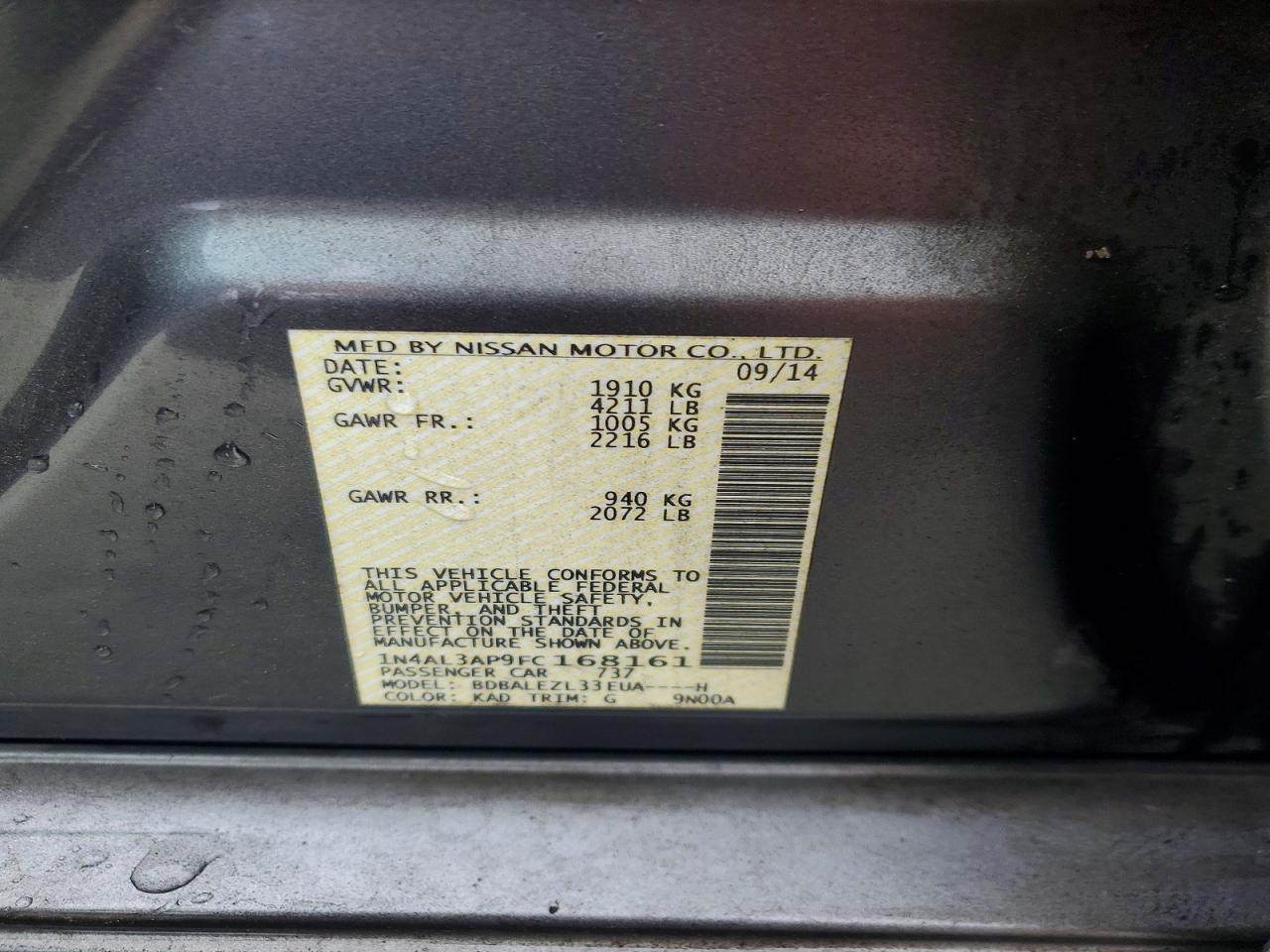 2015 NISSAN ALTIMA 2.5 photo 12
