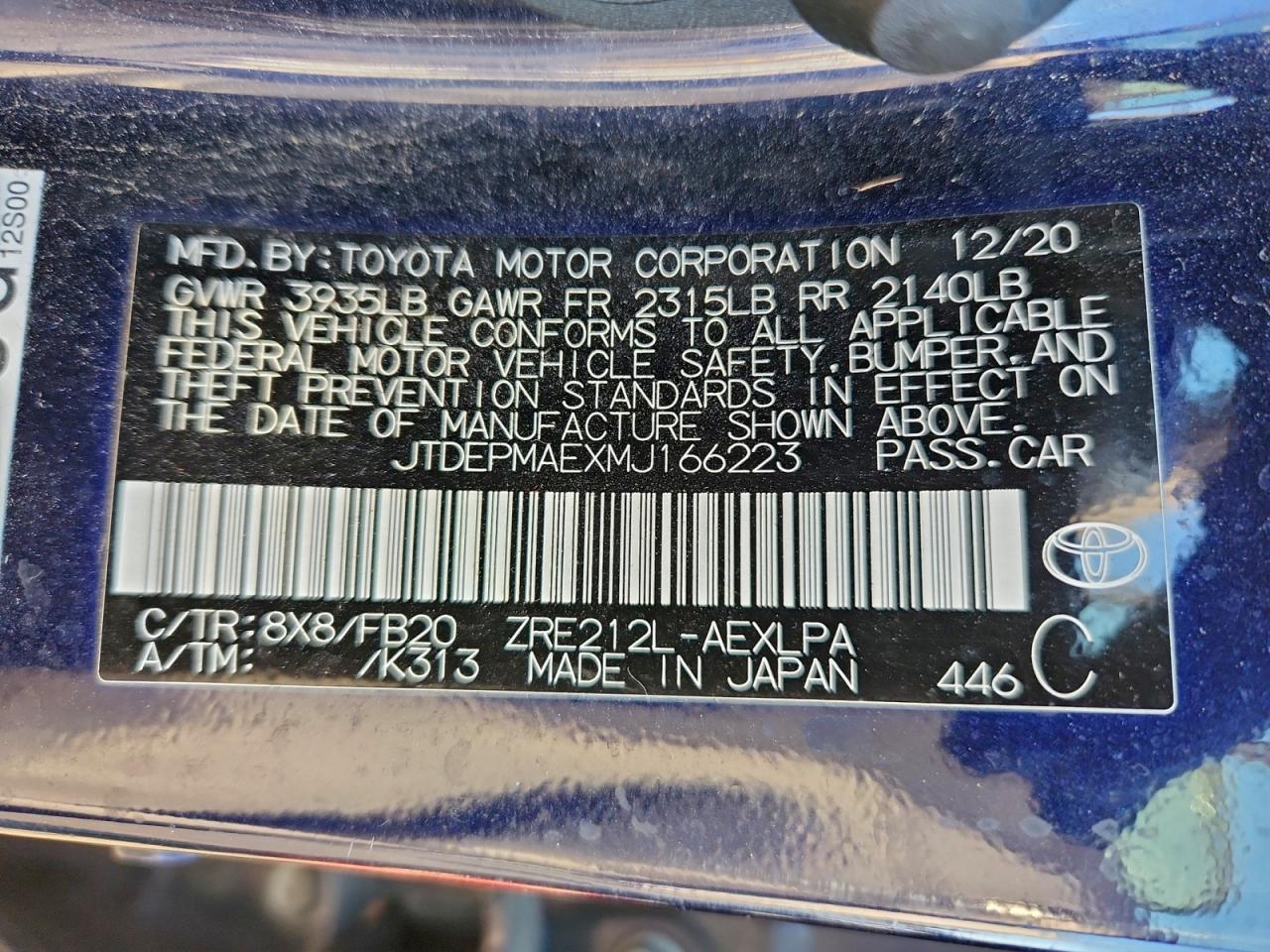 2021 TOYOTA COROLLA LE photo 12