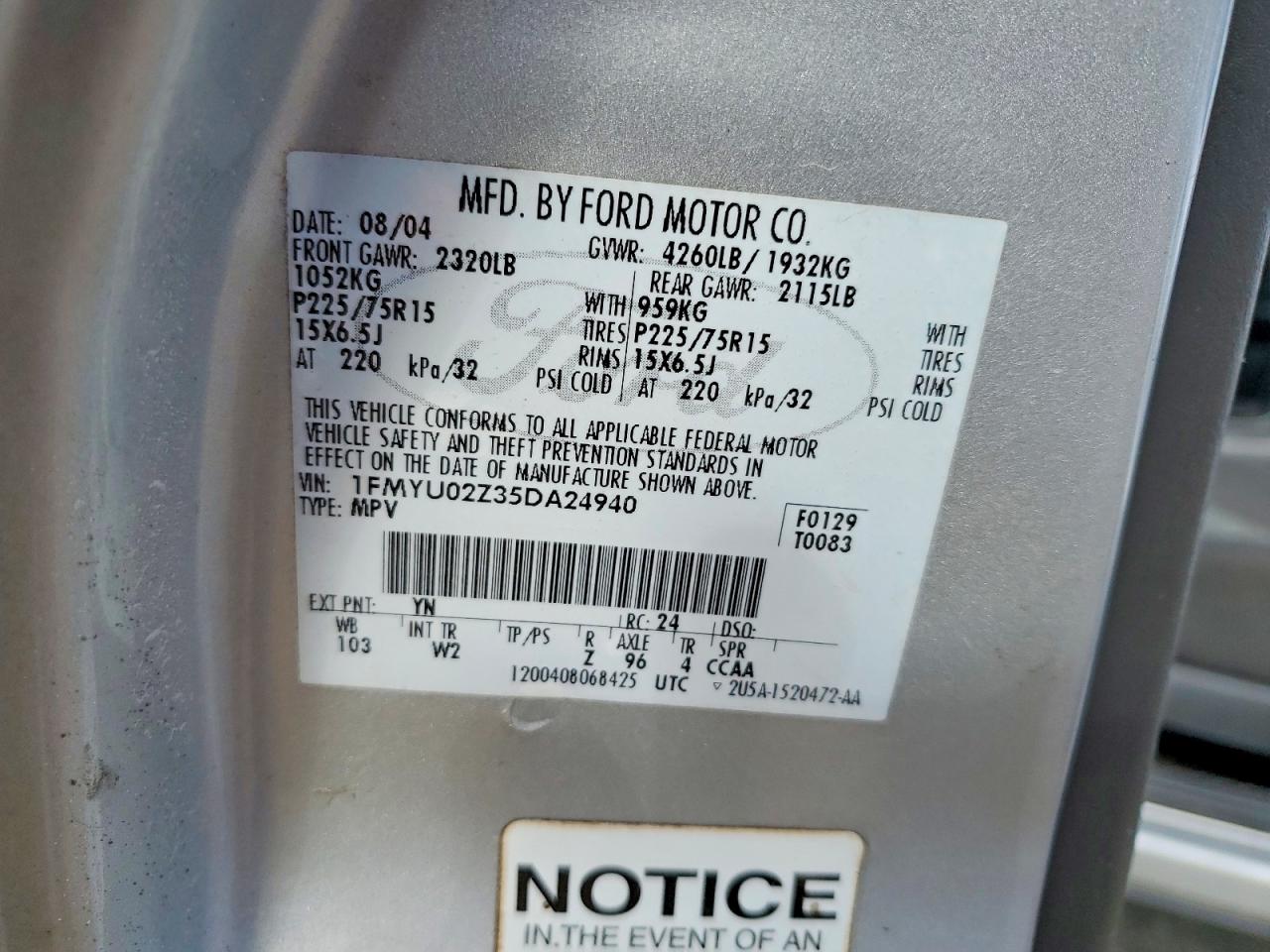 2005 FORD ESCAPE XLS photo 13
