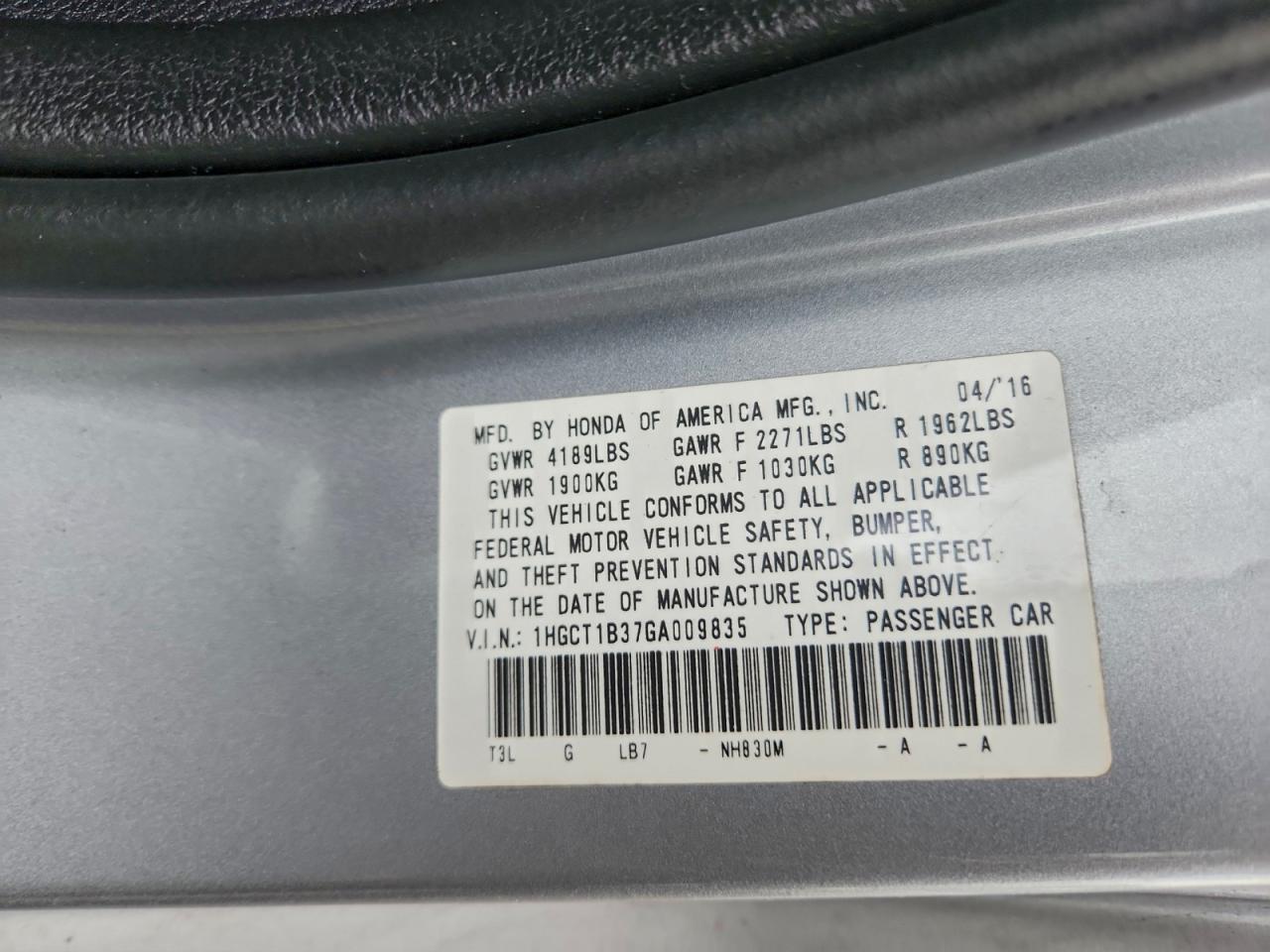 2016 HONDA ACCORD LX-S photo 34