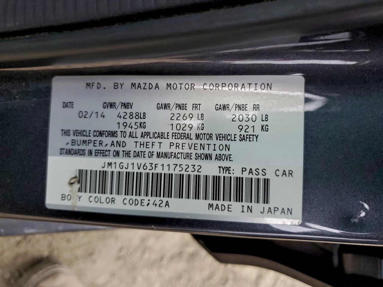 2015 MAZDA 6 TOURING photo 12