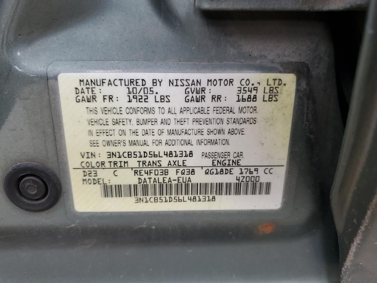2006 NISSAN SENTRA 1.8 photo 34