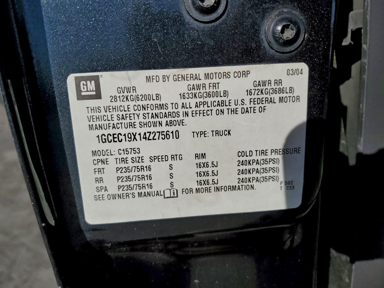 2004 CHEVROLET SILVERADO C1500 photo 12