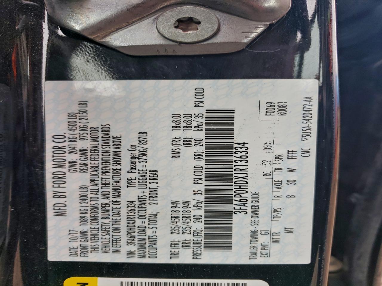 2018 FORD FUSION SE photo 13