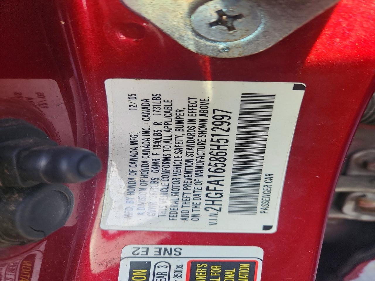 2006 HONDA CIVIC LX photo 23
