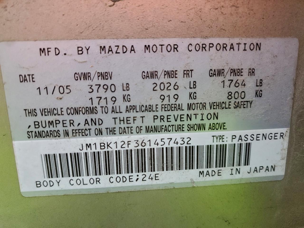 2006 MAZDA 3 I photo 25