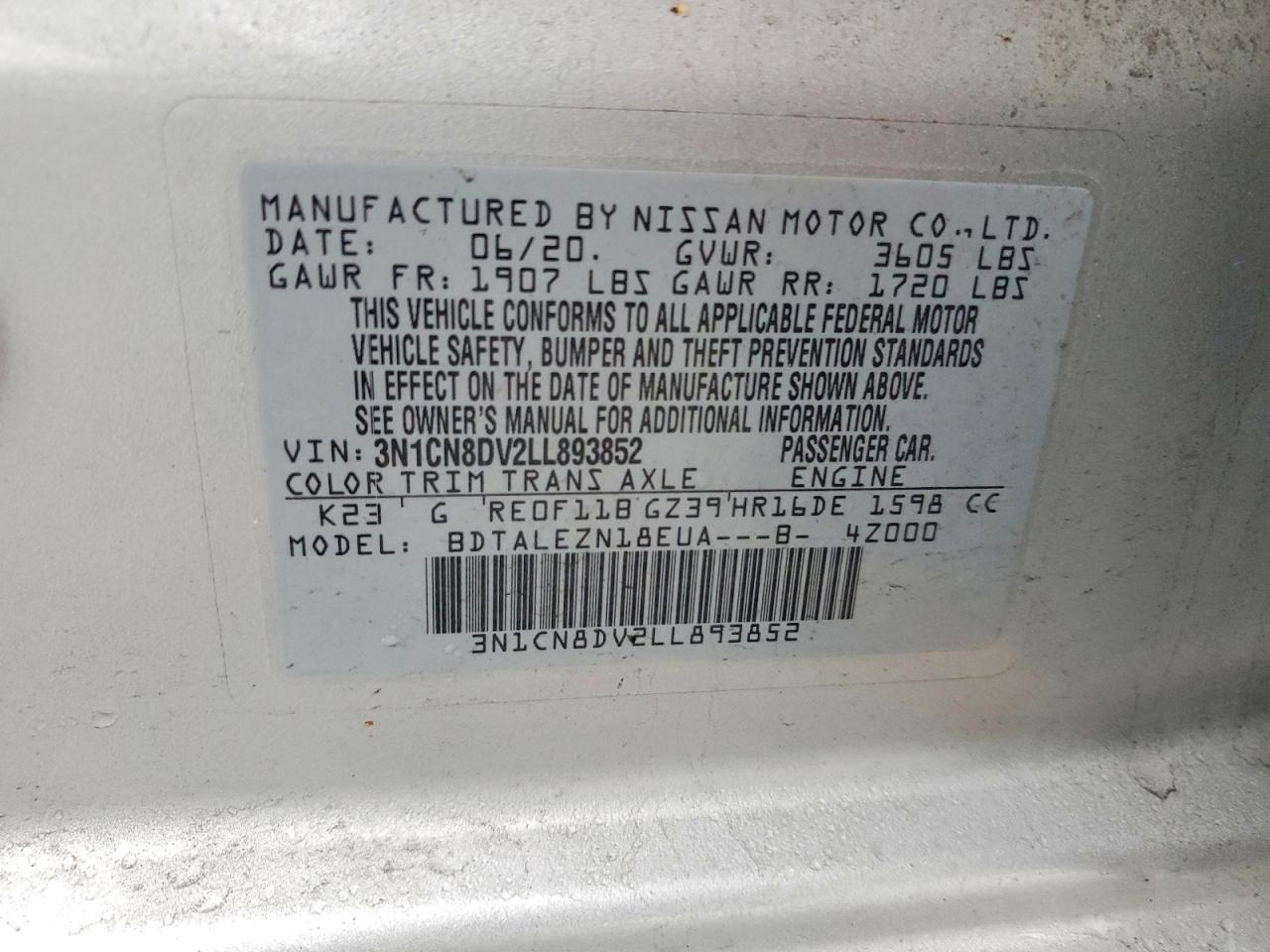 2020 NISSAN VERSA S photo 12