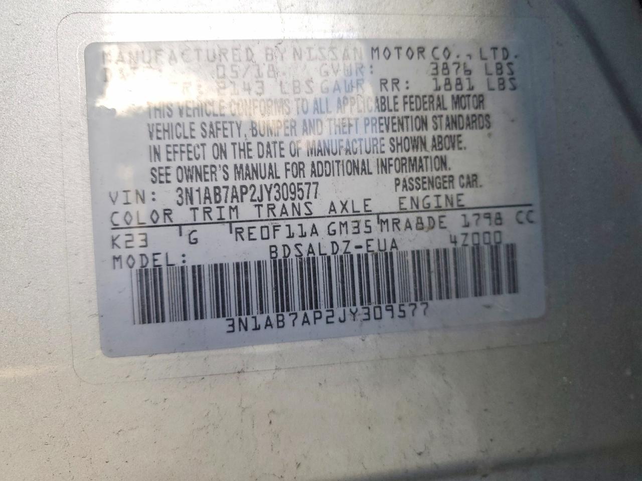 2018 NISSAN SENTRA S photo 12