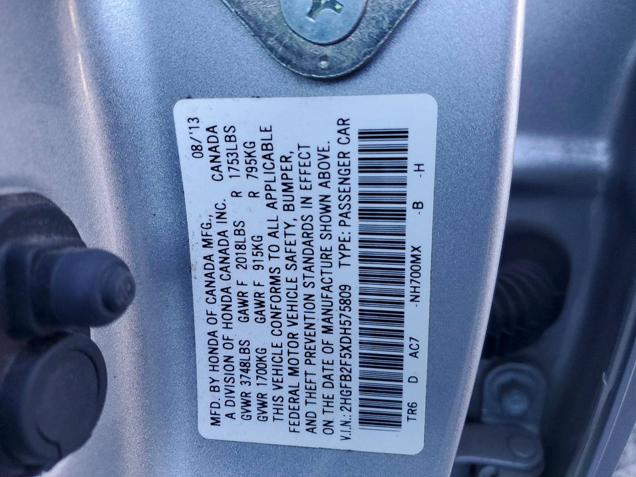 2013 HONDA CIVIC LX photo 12