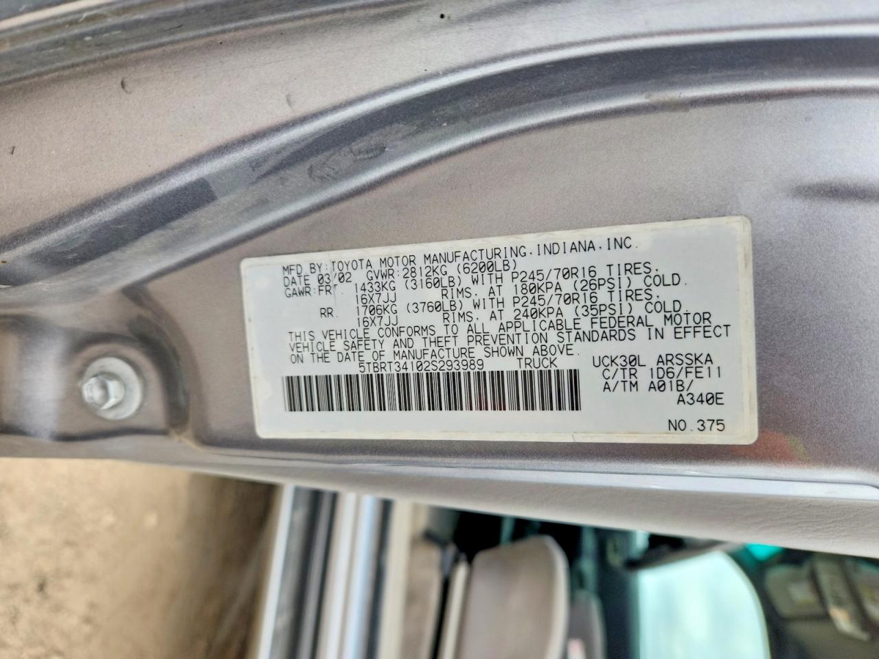 2002 TOYOTA TUNDRA ACCESS CAB photo 12