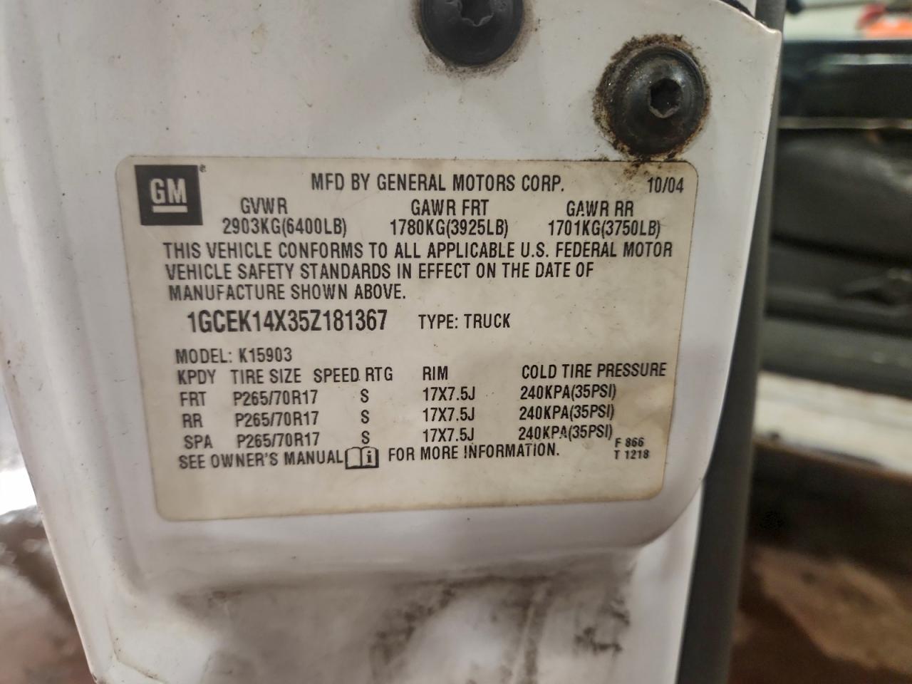 2005 CHEVROLET SILVERADO K1500 photo 12