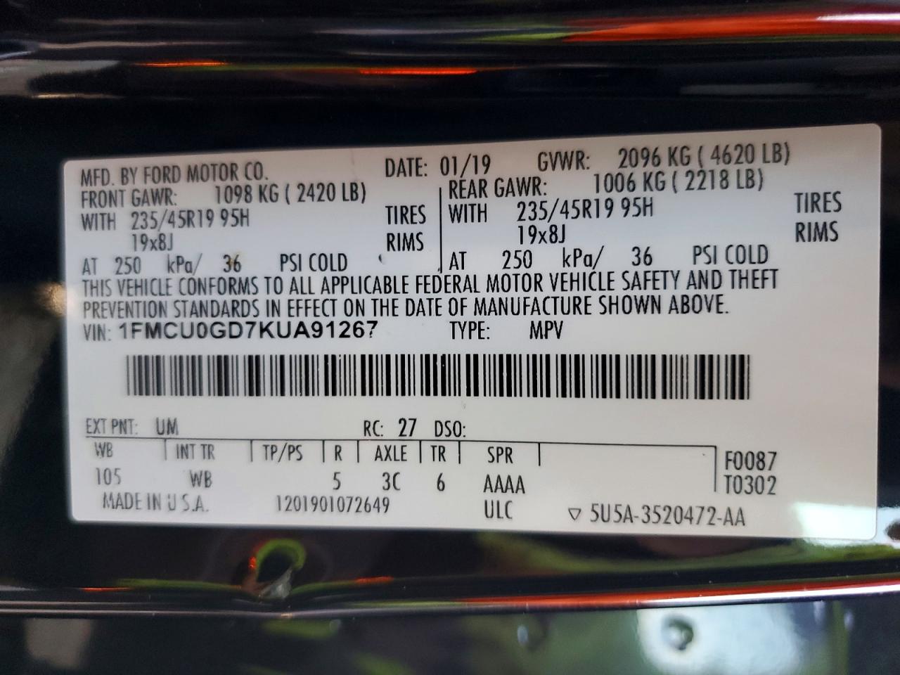 2019 FORD ESCAPE SE photo 13