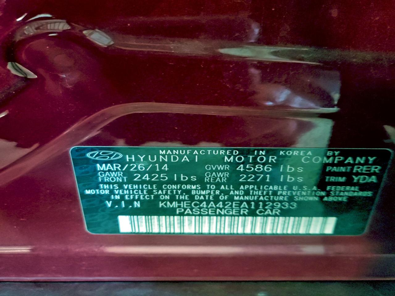 2014 HYUNDAI SONATA HYBRID photo 12
