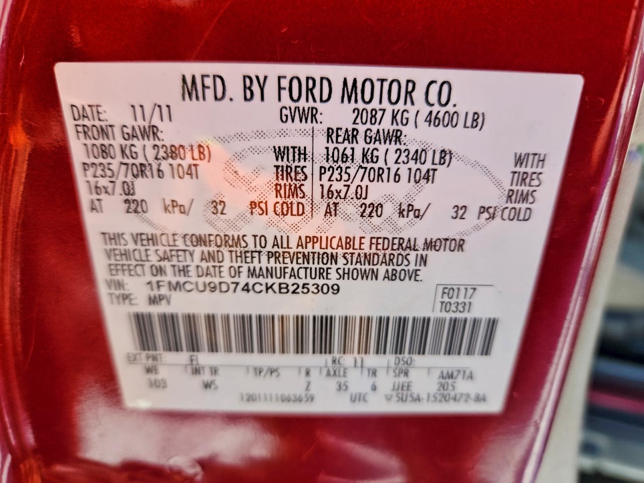 2012 FORD ESCAPE XLT photo 25