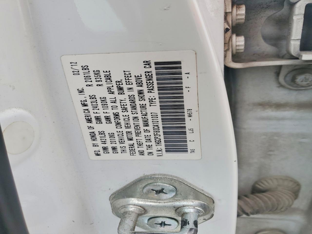 2012 HONDA ACCORD EXL photo 12