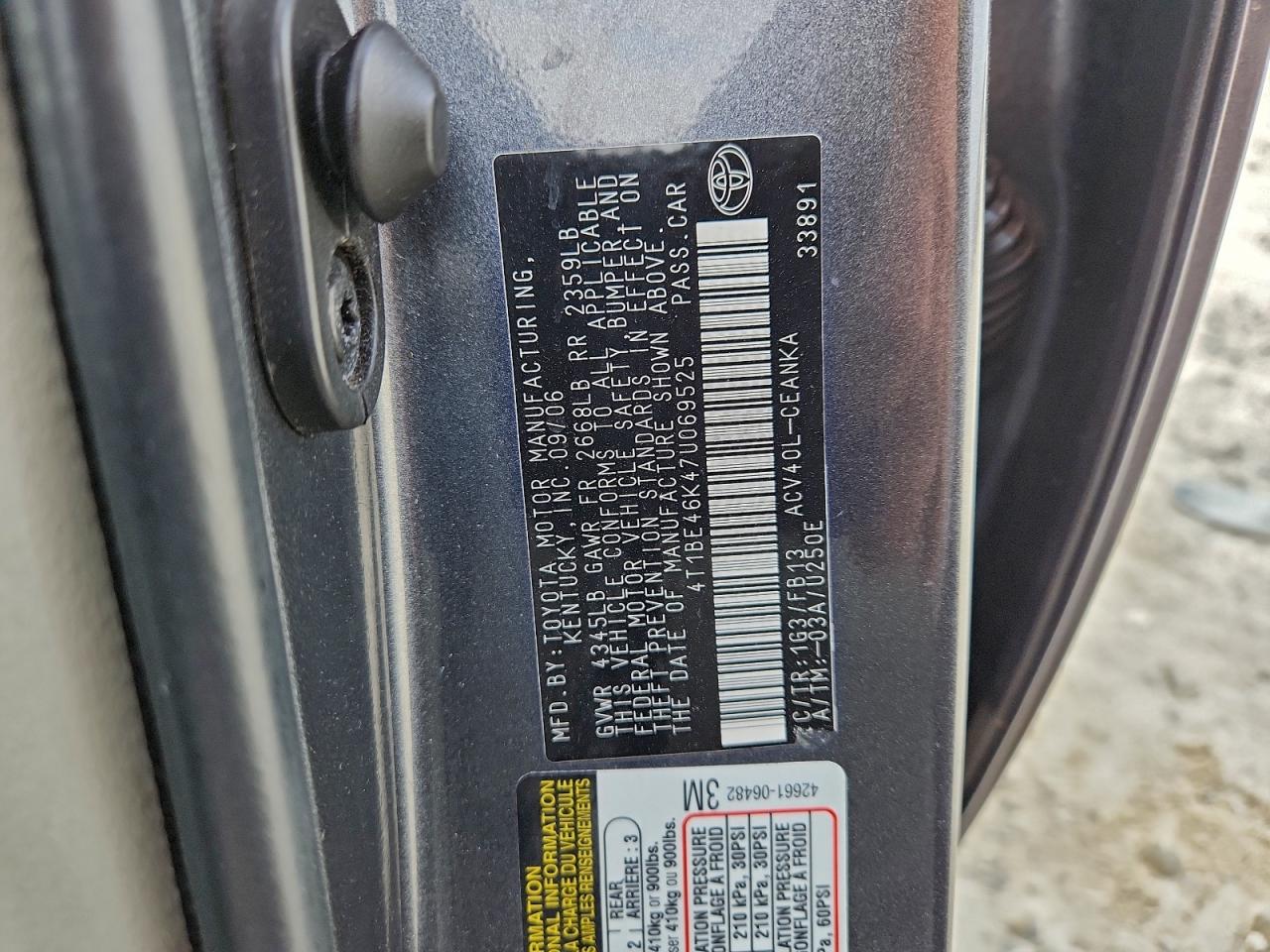 2007 TOYOTA CAMRY CE photo 12