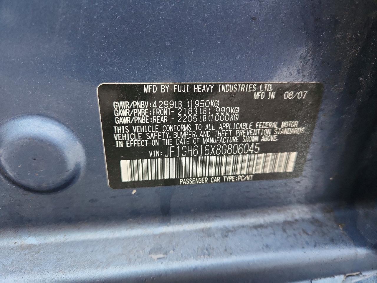 2008 SUBARU IMPREZA 2.5I photo 12