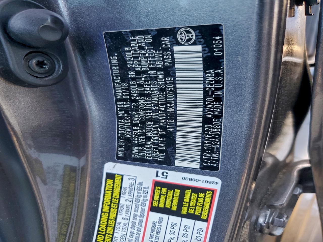 2018 TOYOTA CAMRY L photo 13