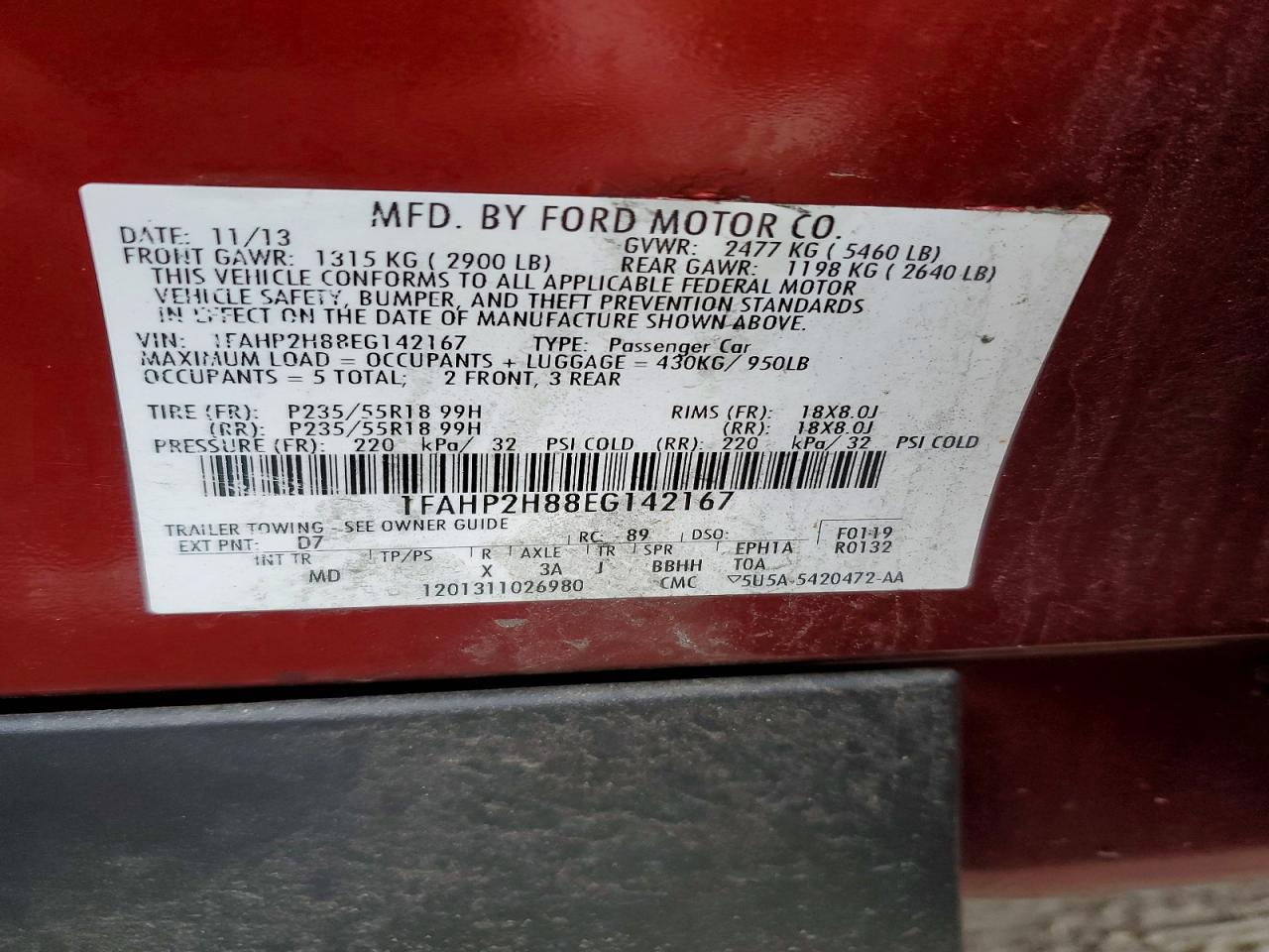 2014 FORD TAURUS photo 23