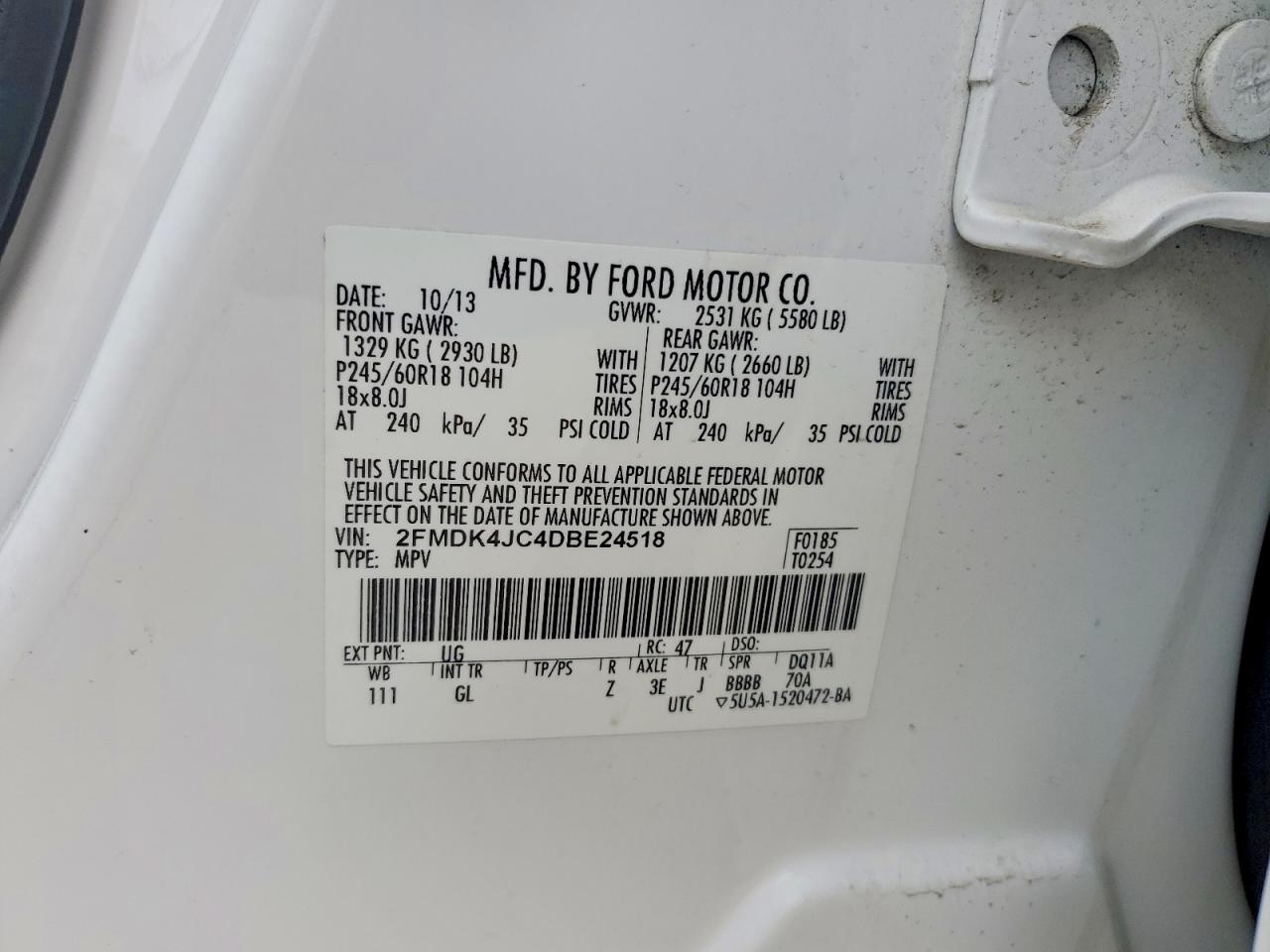 2013 FORD EDGE SEL photo 13
