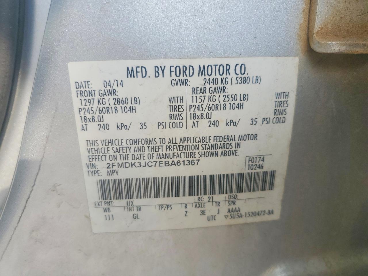 2014 FORD EDGE SEL photo 13