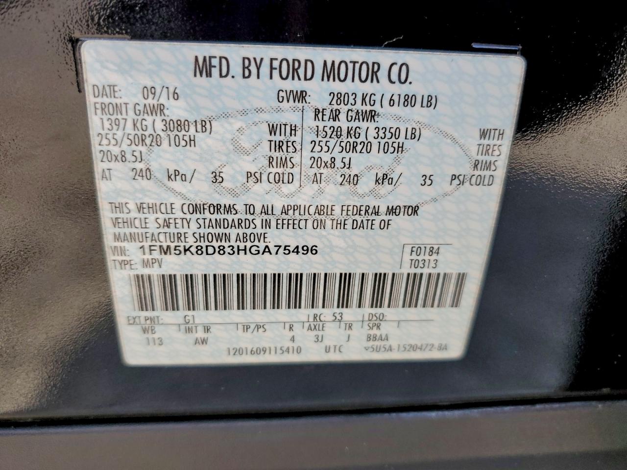 2017 FORD EXPLORER XLT photo 13