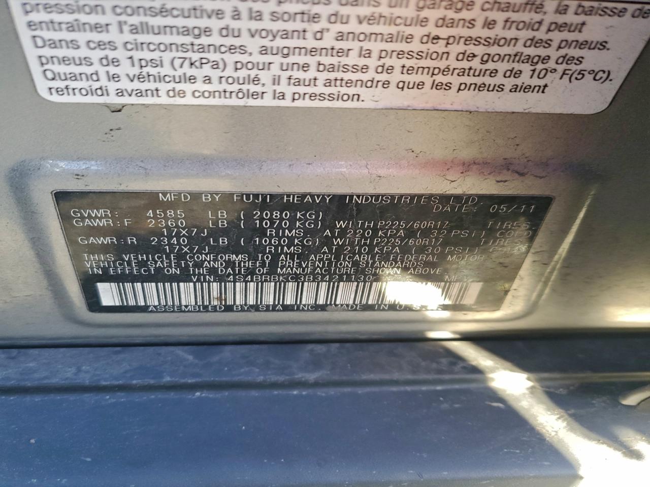 2011 SUBARU OUTBACK 2.5I LIMITED photo 12