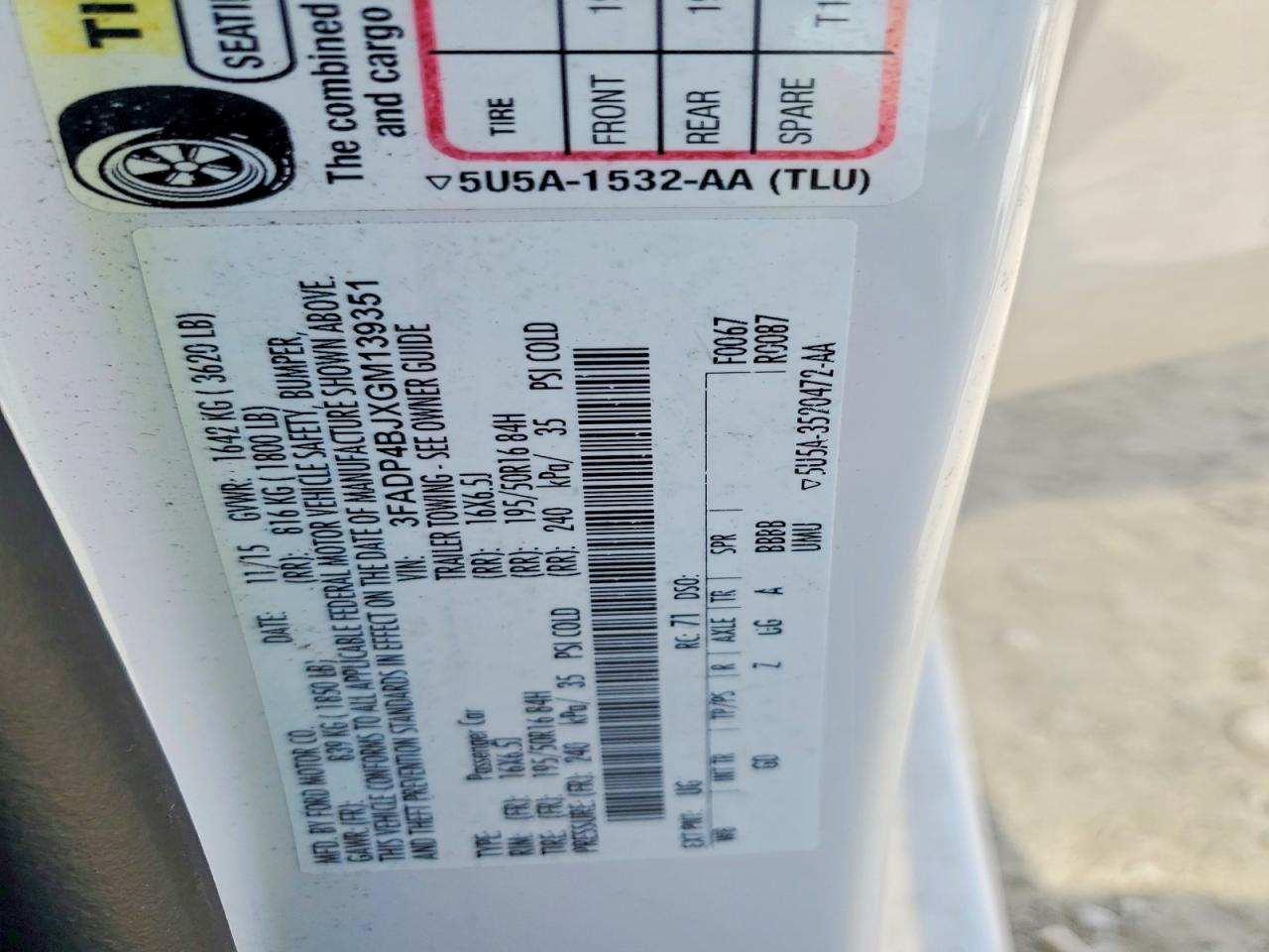 2016 FORD FIESTA SE photo 12