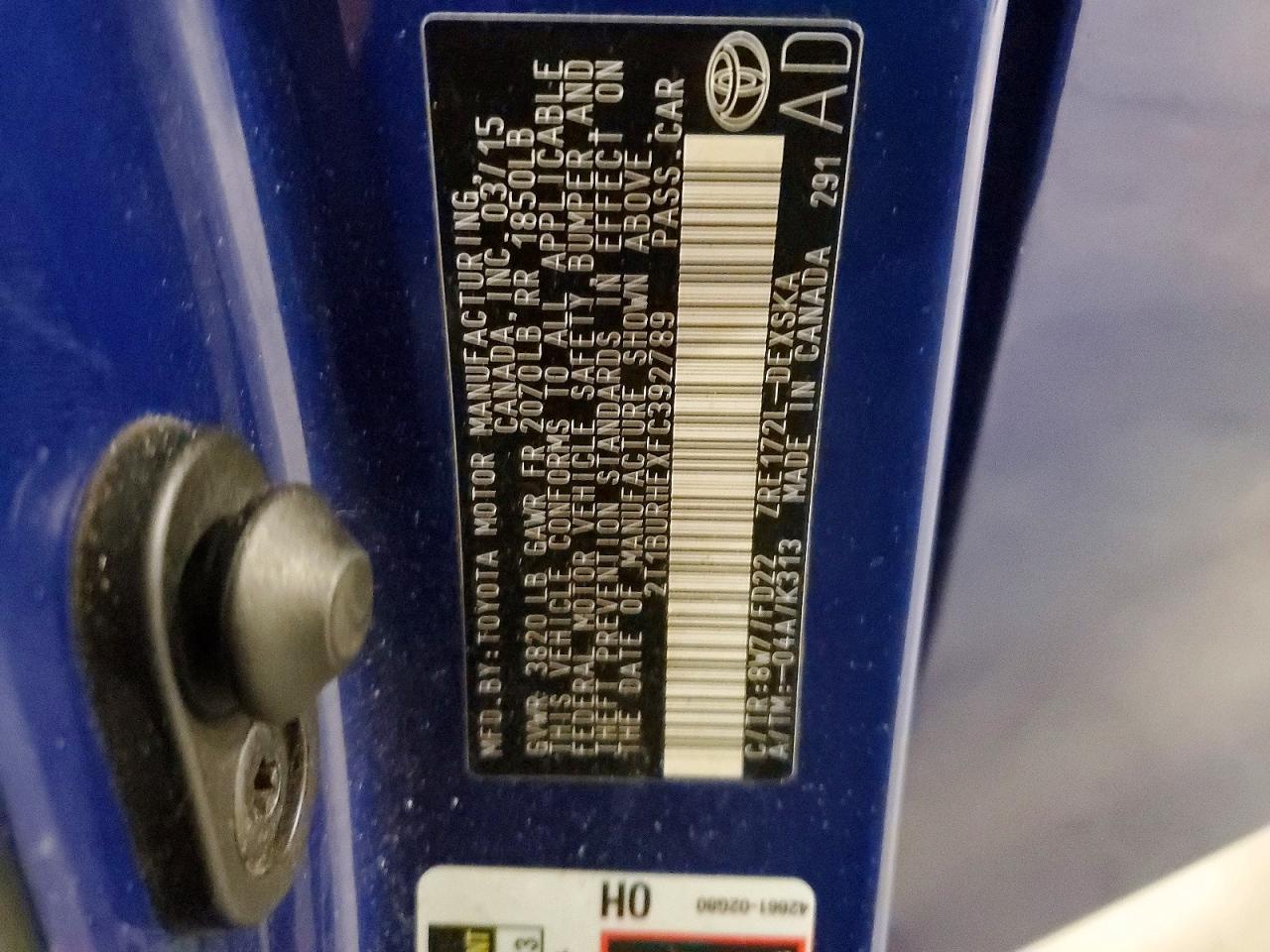 2015 TOYOTA COROLLA L photo 12