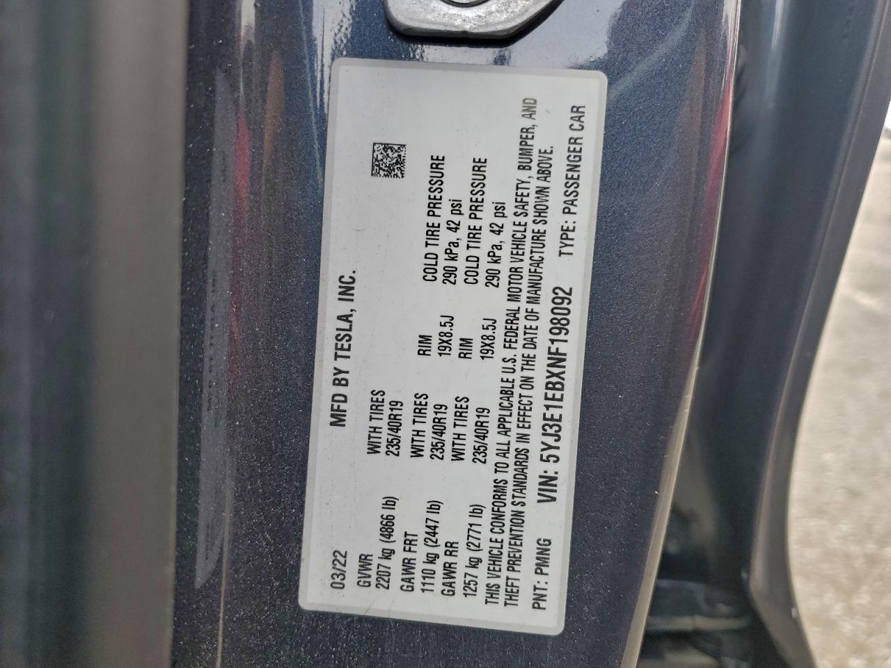 2022 TESLA MODEL 3 photo 13