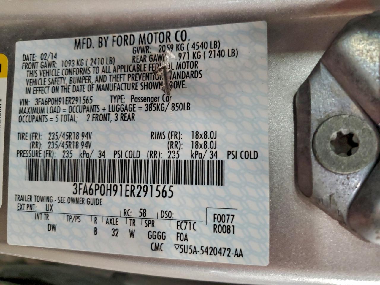 2014 FORD FUSION SE photo 12