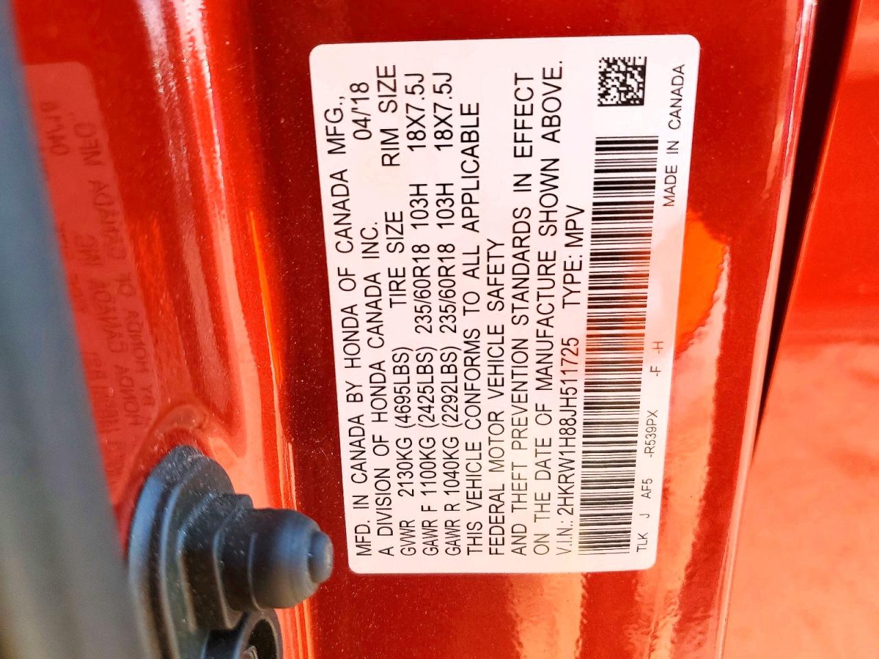 2018 HONDA CR-V EXL photo 13