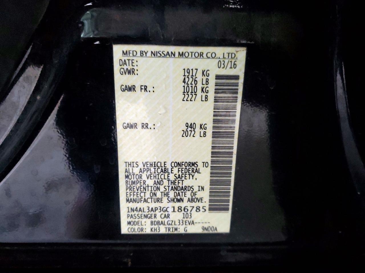 2016 NISSAN ALTIMA 2.5 photo 12