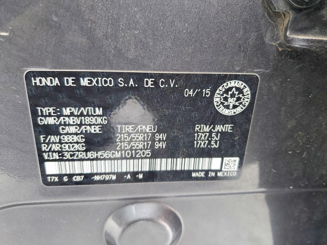 2016 HONDA HR-V EX photo 14