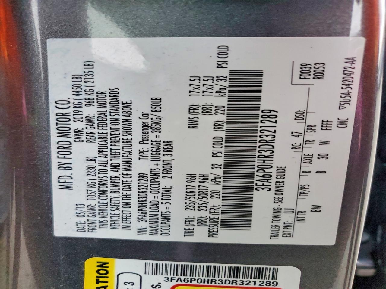 2013 FORD FUSION SE photo 12