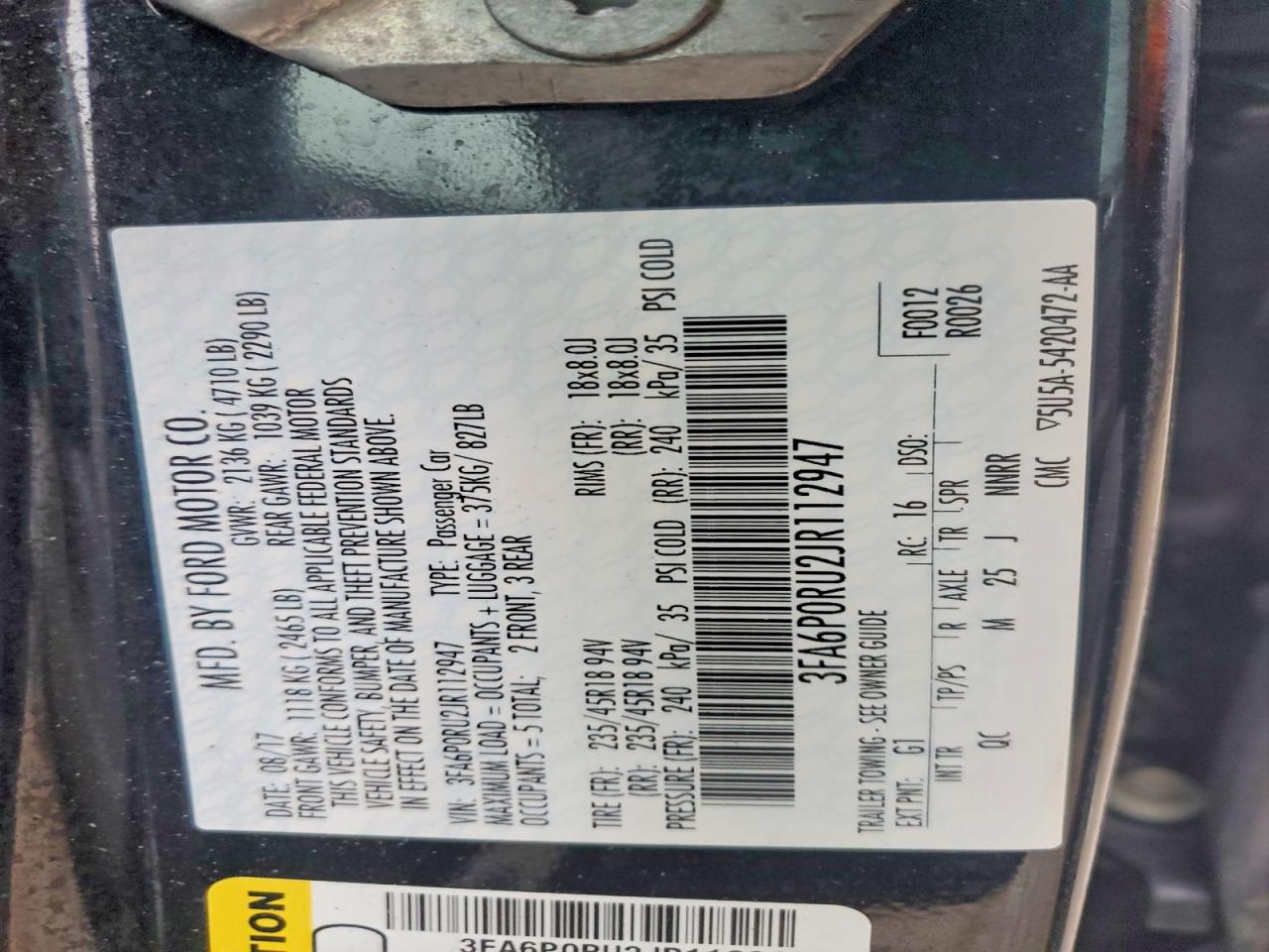 2018 FORD FUSION TITANIUM/PLATINUM HEV photo 12