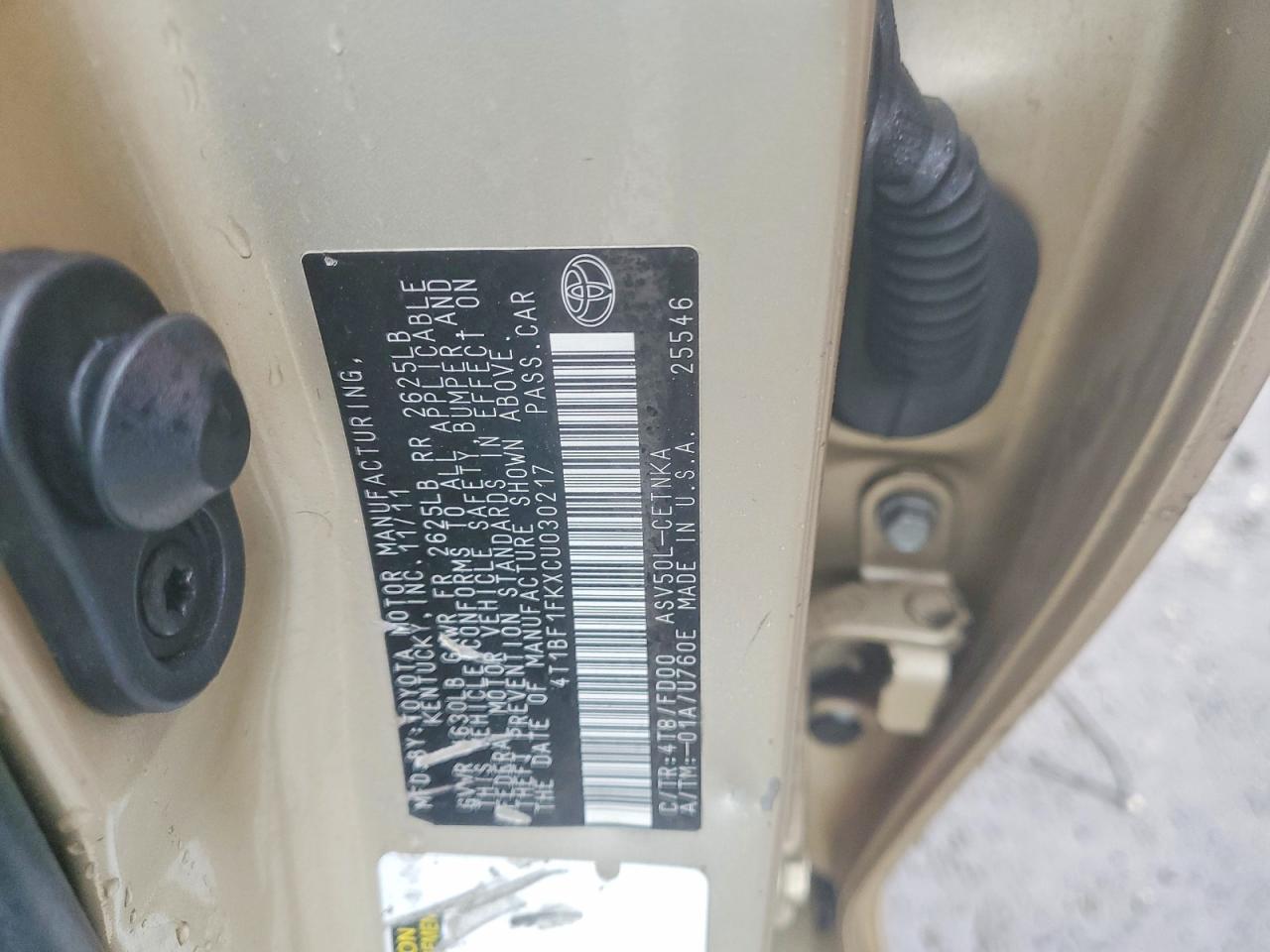2012 TOYOTA CAMRY BASE photo 12