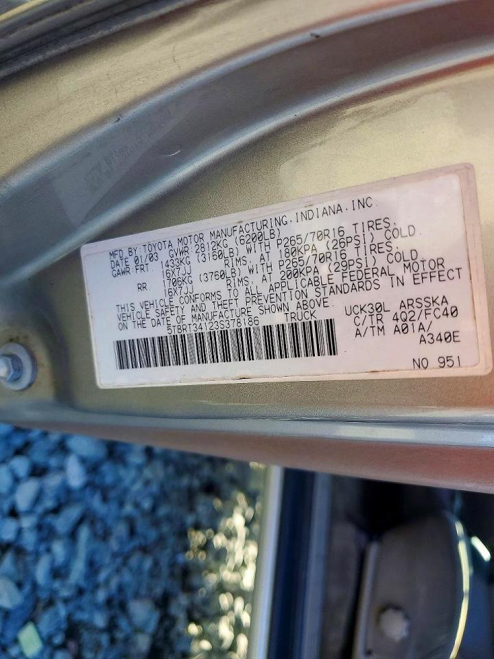 2003 TOYOTA TUNDRA ACCESS CAB SR5 photo 12