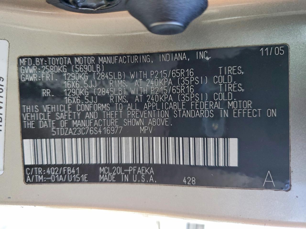 2006 TOYOTA SIENNA CE photo 14